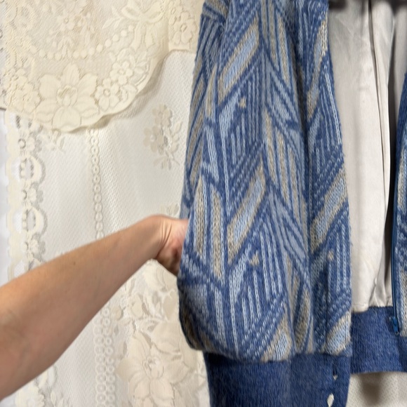 Vintage Wool Jacket Coat Blue Scandinavian Eclectic Size Medium Large - Picture 7 of 13